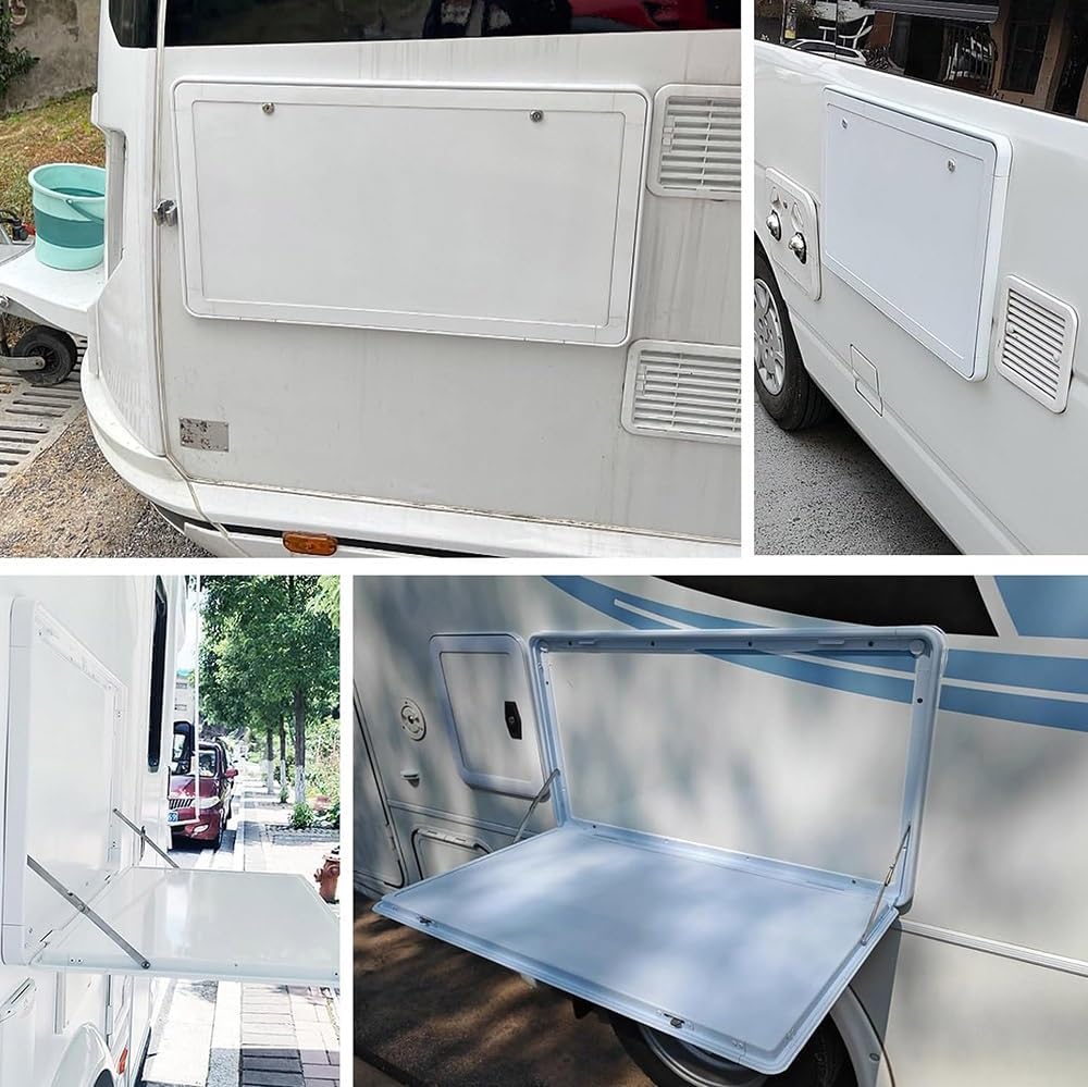 Lockable Wall-Mounted Folding Table for RV & Caravan - Space-Saving Flip Down Desk, Outdoor Picnic Table Kit (White, 700x450x25mm)