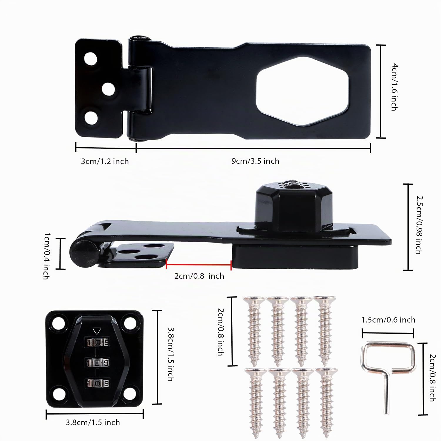 Chiavistello a Combinazione 3 Cifre, Serratura a Codice da 4 Pollici | Chiusura Antifurto per Armadietti, Piccole Porte, Cassetti e Mobili, Senza Chiavi e Facile da Installare