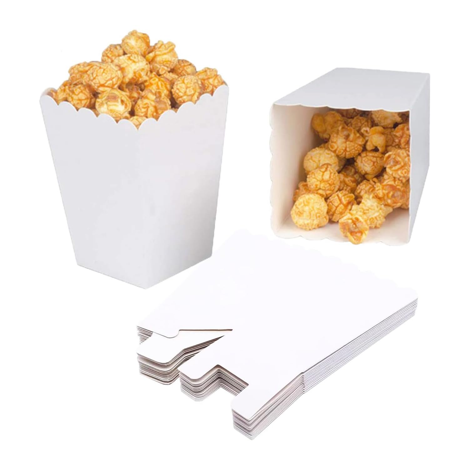 Sachets à Popcorn En Papier Kraft - Lot De 20, 13,6x9,9x9,9 Cm, Fond Plat - Réutilisables Pour Fêtes, Cinéma, Pique-niques