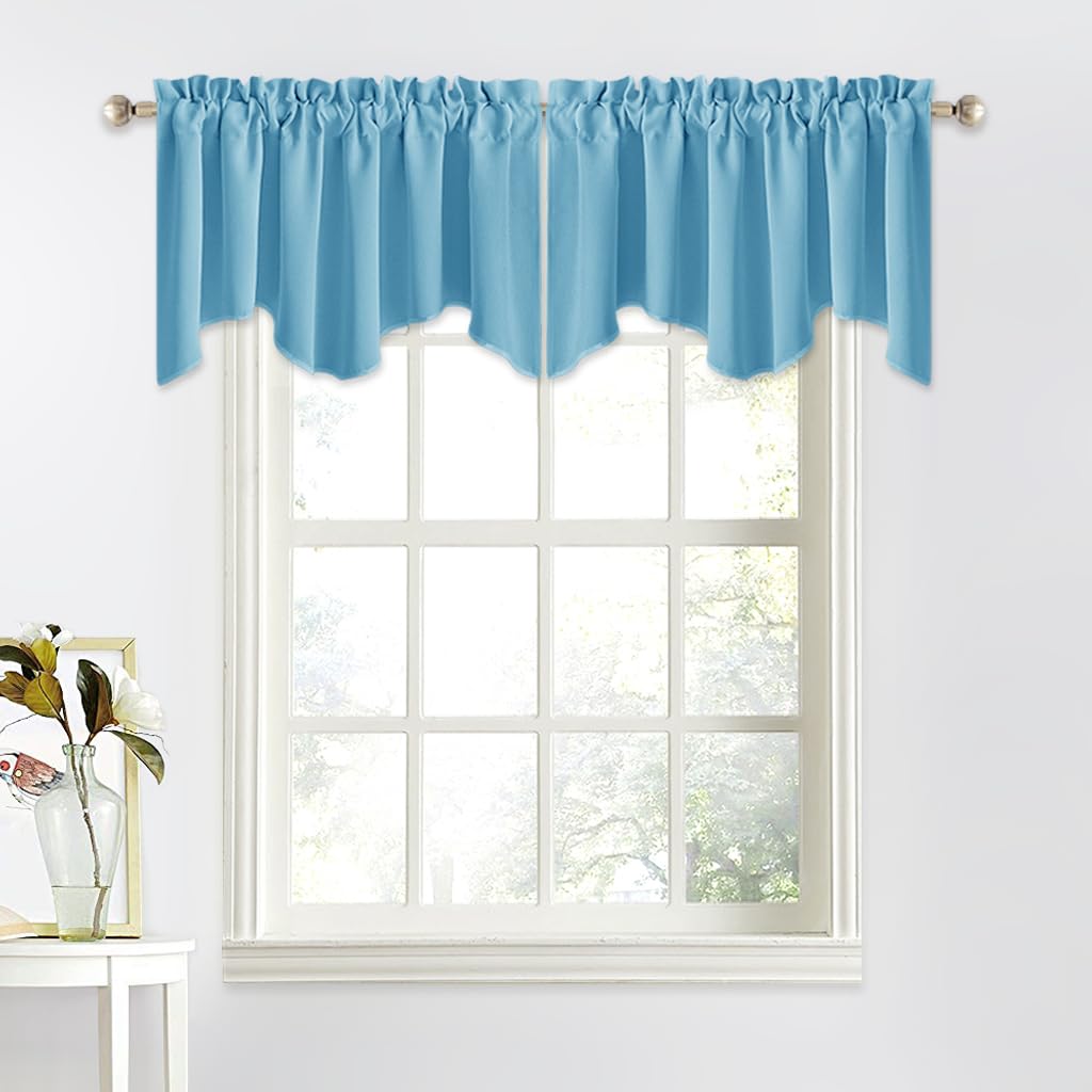 NICETOWN Window Valances for Small Window - 52 inches W by 18 inches L Rod Pocket Window Treatment Curtain Valance Tiers Set for Cafe Store/Baby