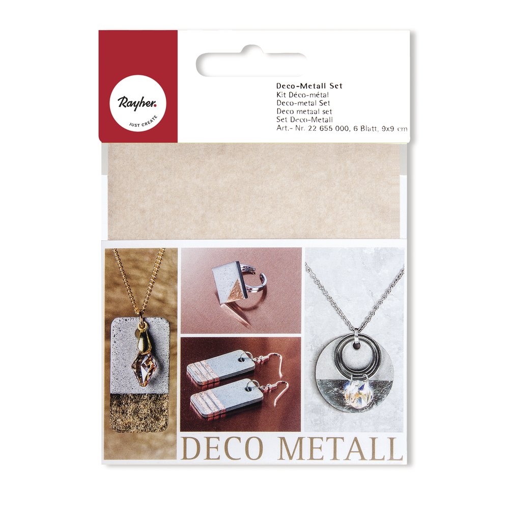 Rayher decorative metal set, 9 cm x 9 cm, copper, gold, silver, 6 sheets, 22655000, SB-Btl 6Bl
