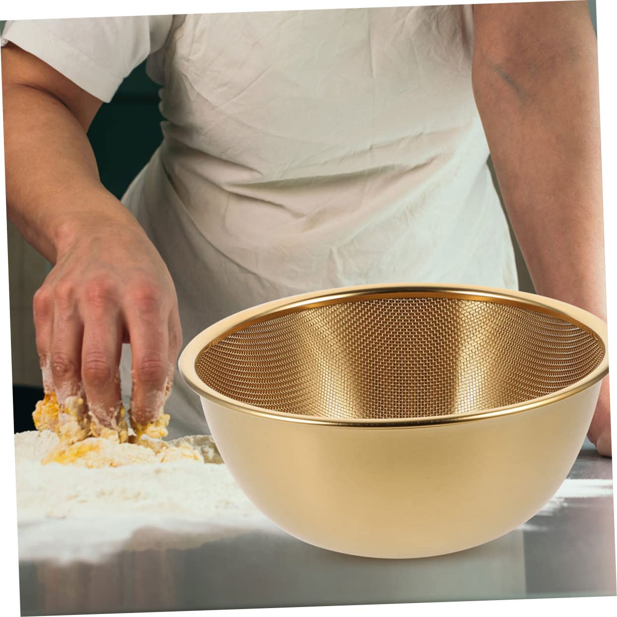 Colador Escurridor de Arroz 1 Juego de Acero Inoxidable para Cocina | Lavar Verduras y Frutas, Dorado, Uso Prolongado y Alta Dureza, No se Deforma Facilidad