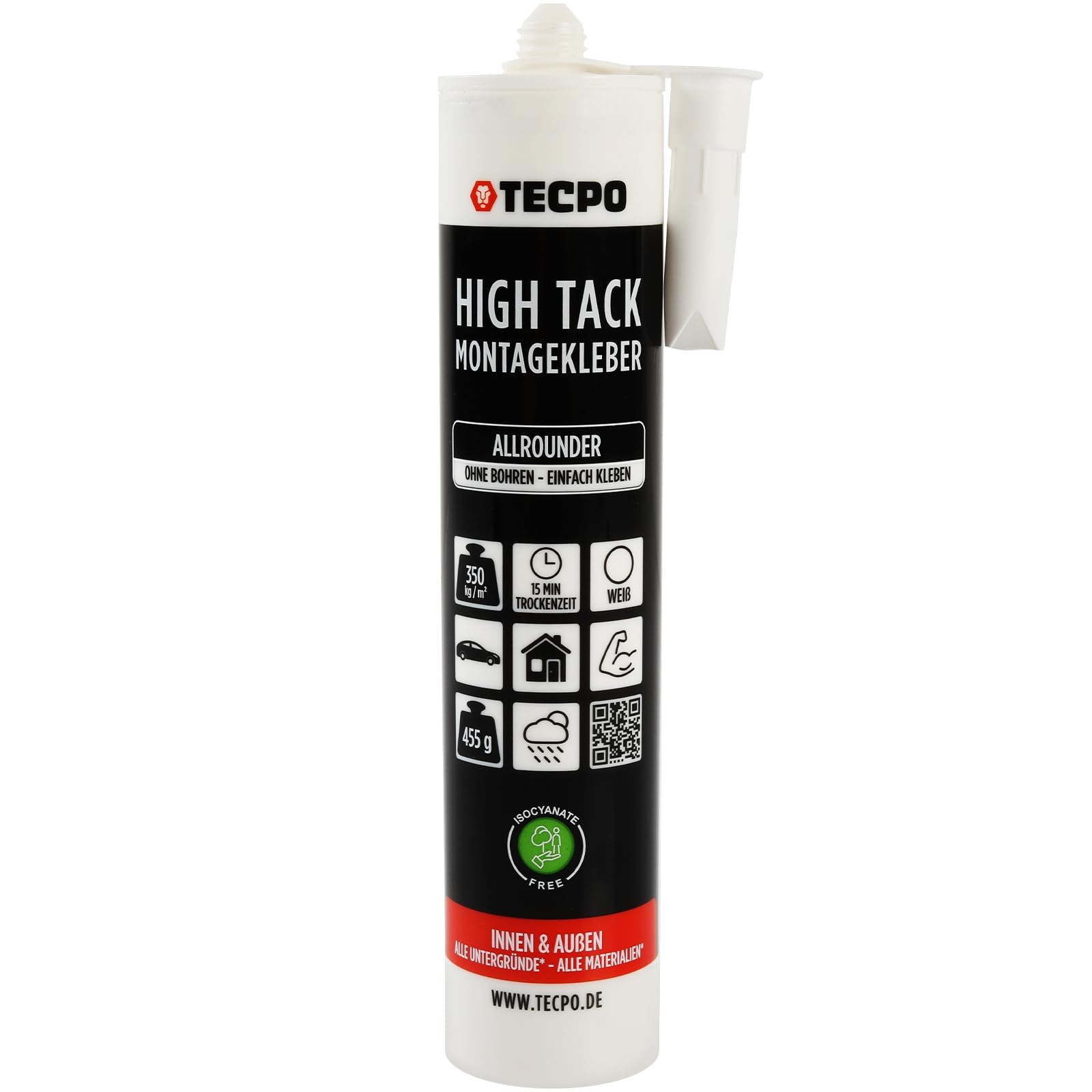 TECPO High Tack Montagekleber 8x455g MS-Polymer Baukleber starke Anfangshaftung Kleben statt Bohren