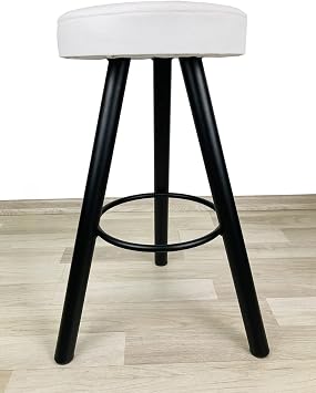 İrem Banco Bar Chair, Stool 65cm White Leather for Island Kitchens
