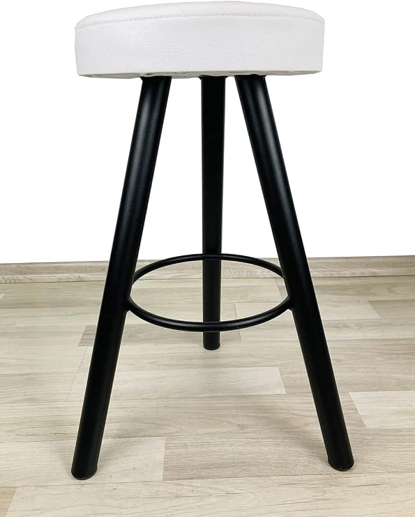 İrem Banco Bar Chair, Stool 65cm White Leather for Island Kitchens