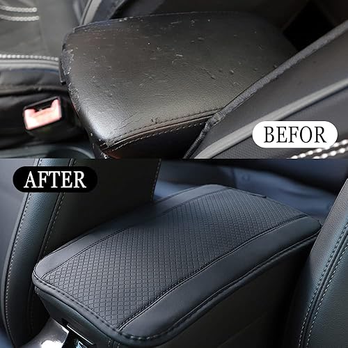 Miniatura 5 de ASUBHA Cojín para consola central de automóvil, 12.4 x 7.48 pulgadas, de piel, impermeable, protector de caja de asiento para reposabrazos de