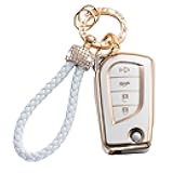 Gematay for Toyota Key Fob Cover with Lanyard, Key Case Shell Compatible with Toyota Fortuner Tundra Camry RAV4 Highlander Corolla Smart Key Holder
