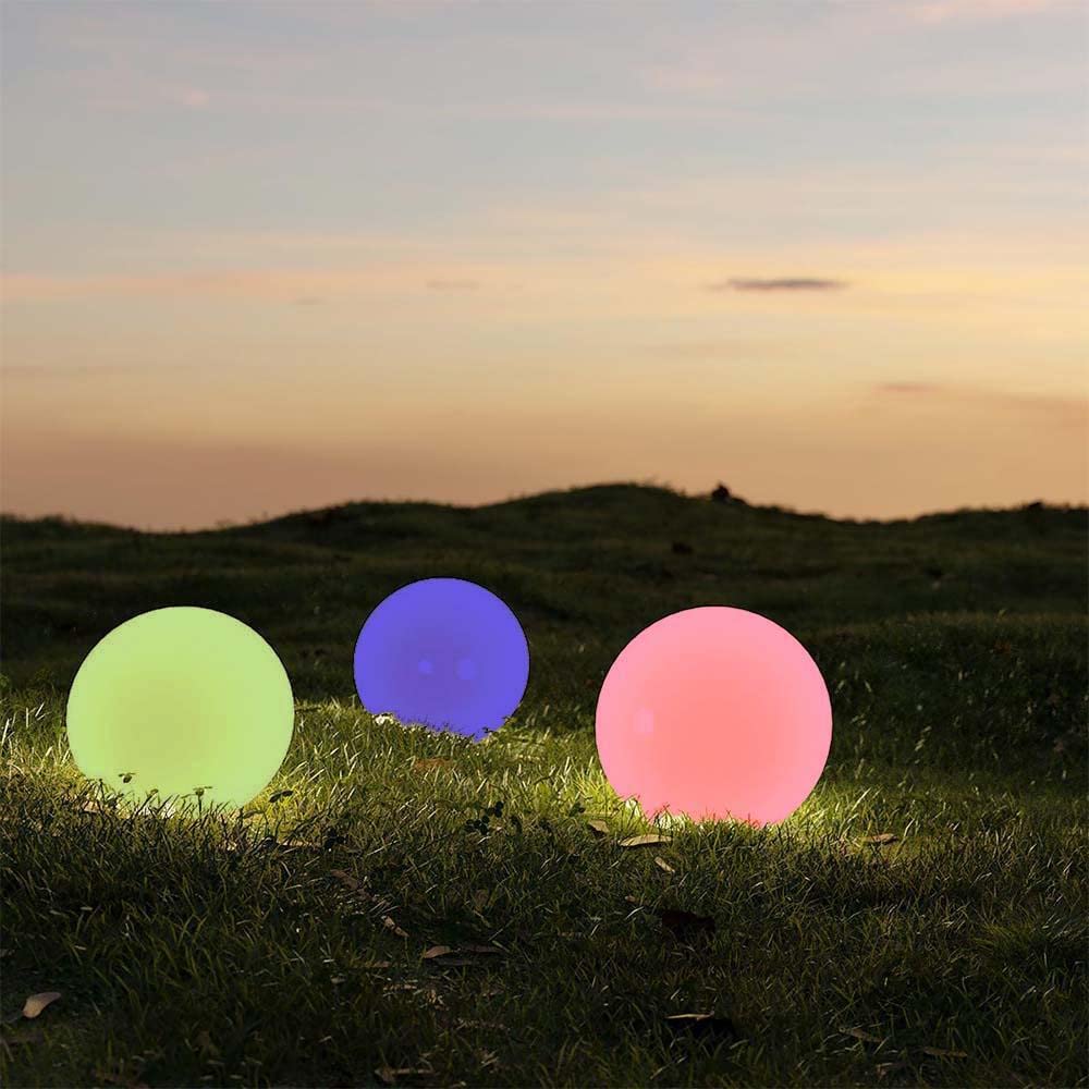 LUMI JARDIN Sfera Luminosa Solare Multicolore Moony a LED, Diametro 30 cm, 30 x 30 x 72 cm, policarbonato ABS, Bianco 1W 1.5V