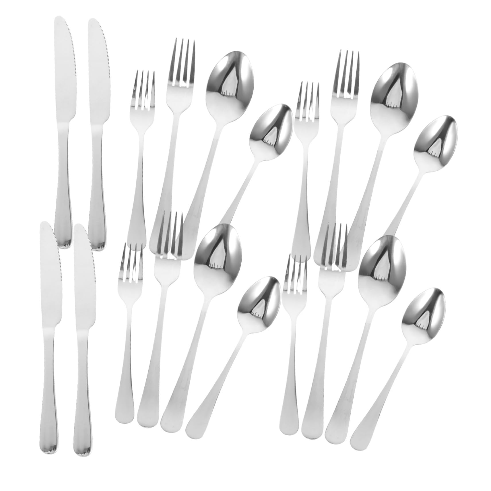 Unomor 20pc Stainless Steel Utensils Set Modern Silverware Dining Forks Spoons Knives Elegant Tea Spoon for Wedding Dinner Parties Restaurant