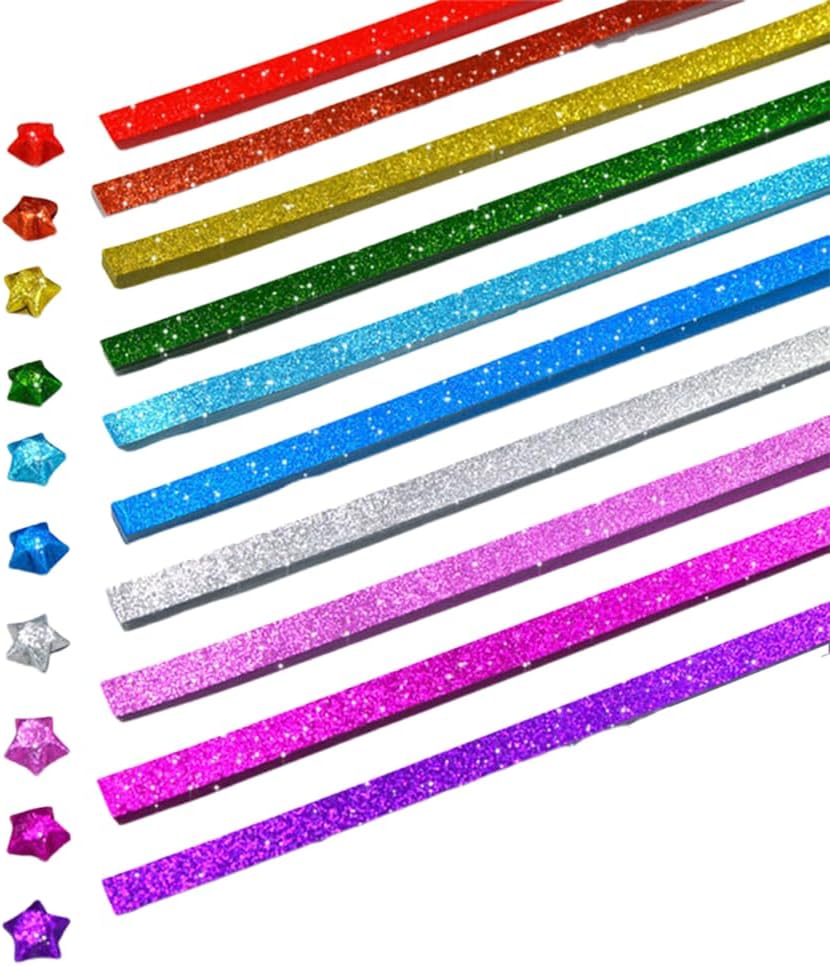 400 Pieces Star Origami Paper Strips Iridescent Star Folding Paper Strips Pastel for DIY Art Crafts Paper School Teaching Solid Color Origami Paper Assortment