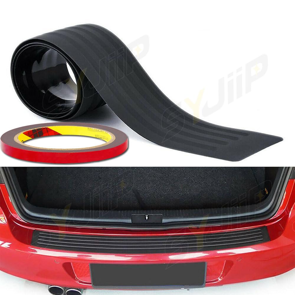 SYJIIP Rear Bumper Protector Guard Universal Rubber Scratch-Resistant Trunk Door Entry Guards Non Slip Black (with Tape)