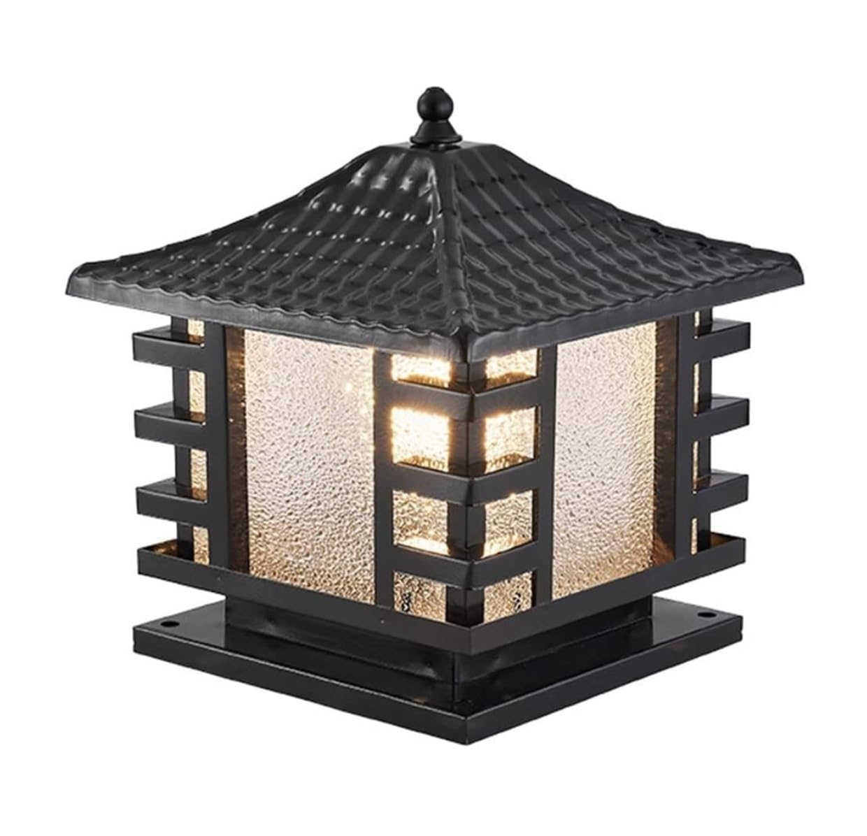 TOTIKI Outdoor Garden Aluminum Outdoor Pillar Light Waterproof Glass Post Column Garden Pathway Landscape Street Post Lamp(25 * 27cm)