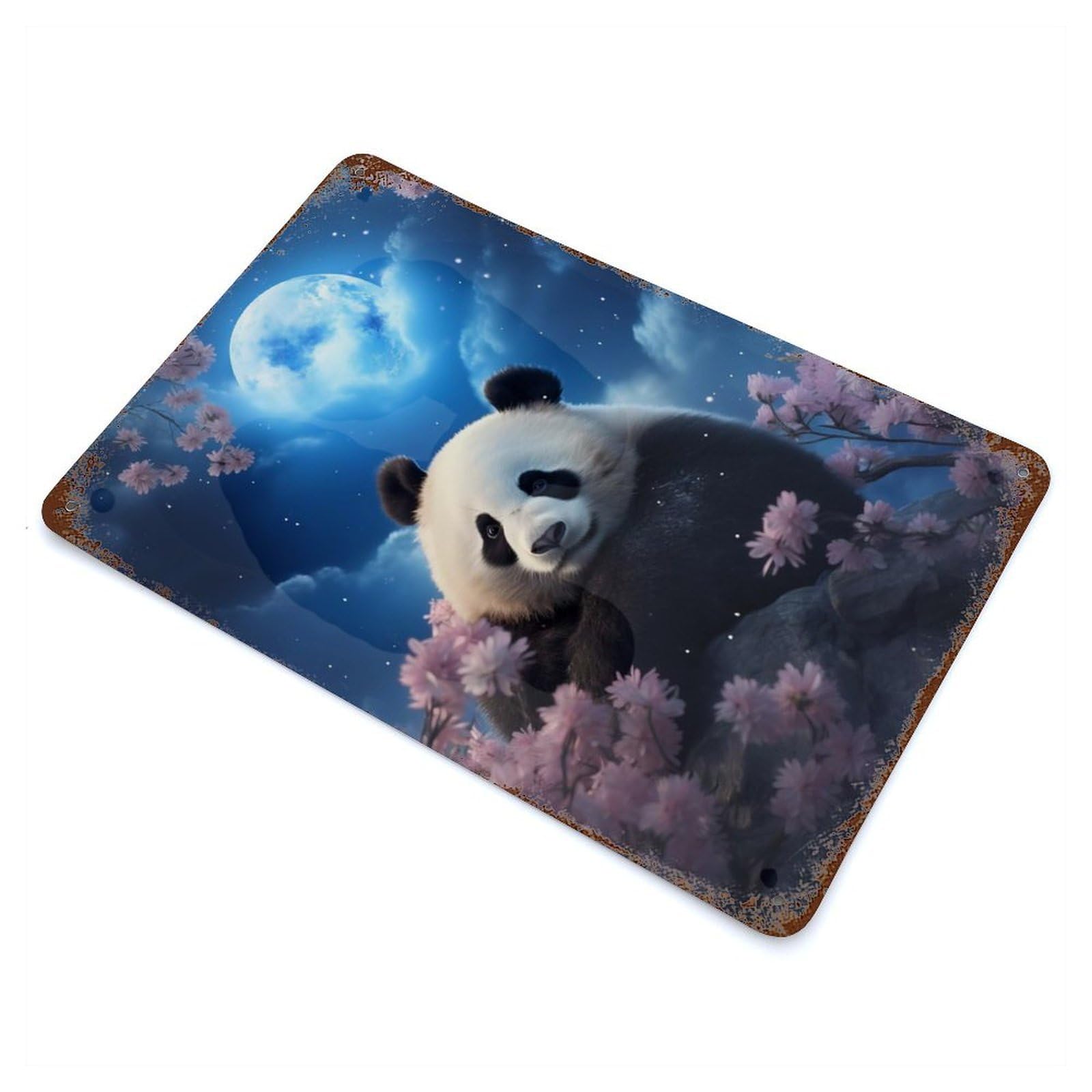 Mystic Panda Distressed Metal Wall Sign 11.8"x7.9", Rustic Home Decor for Farmhouse, Kitchen And Entryway Decor