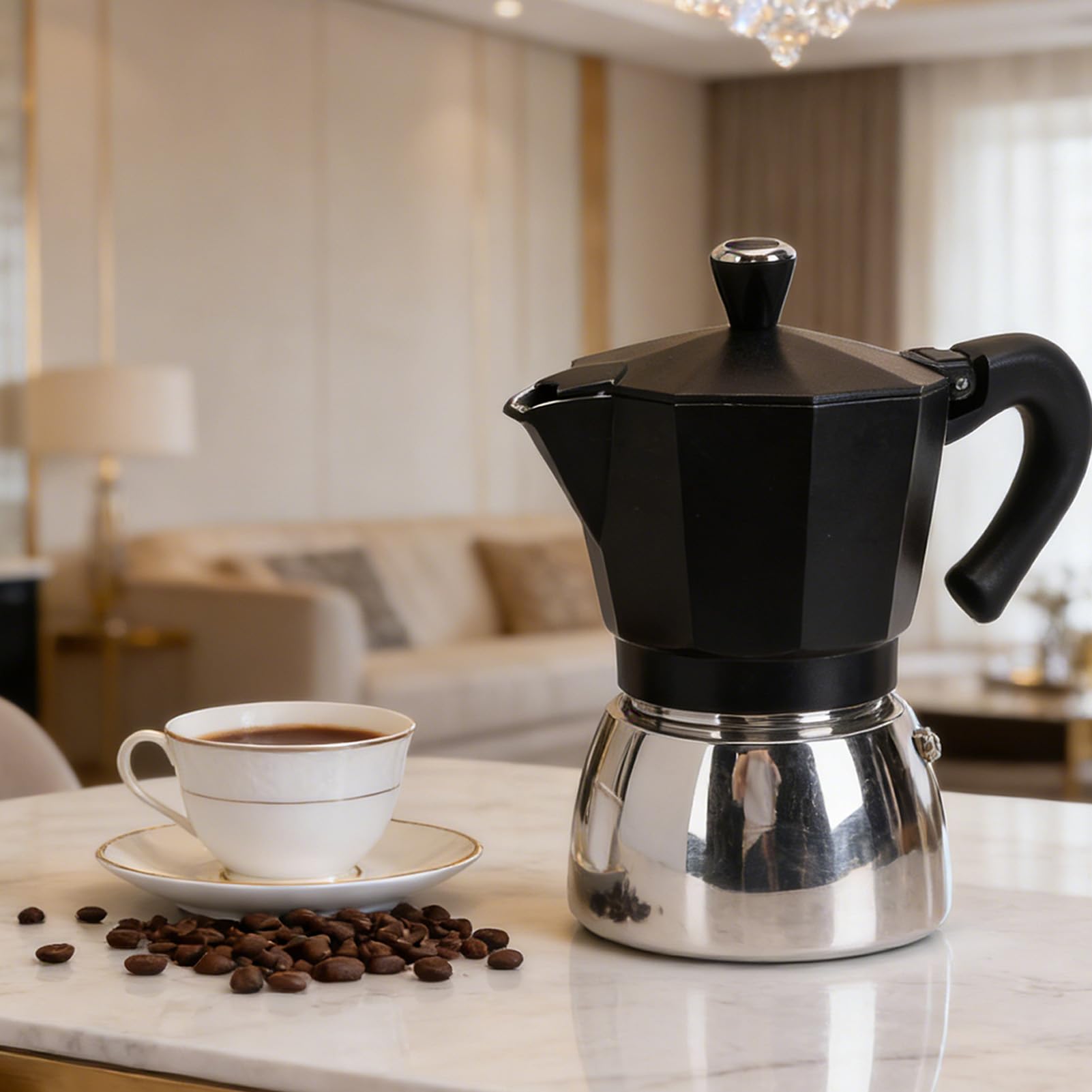 Caffettiera Italiana Caffettiera Ottagonale in Alluminio di capacità Compatta per L'uso Quotidiano, Ideale per gli Amanti del caffè