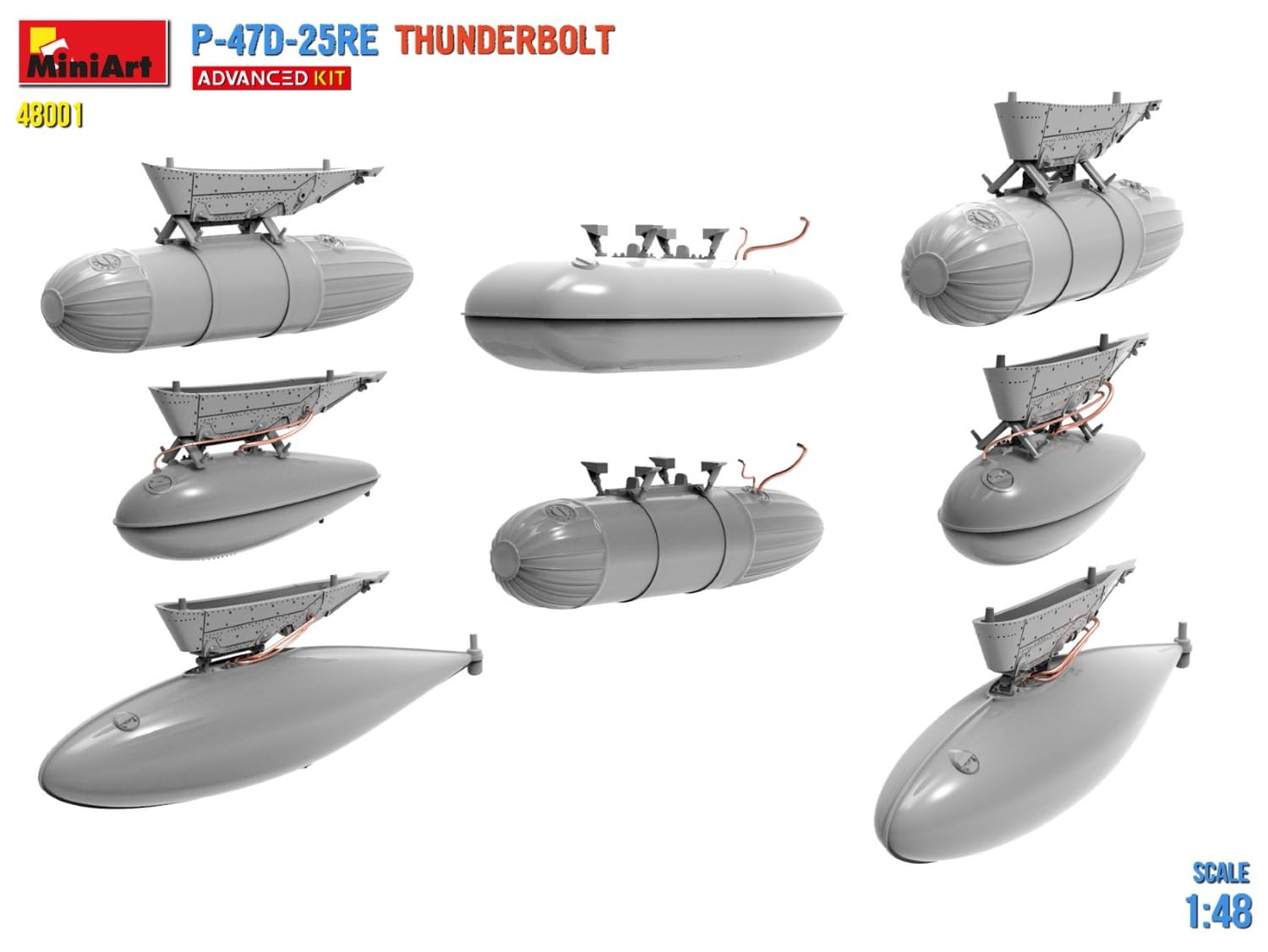 MiniArt 48001 1:48 P-47D-25RE Thunderbolt ADV.Kit replica fedele all'originale, modellismo, kit di costruzione in plastica, fai da te, hobby, collage, modellismo, da montare, non verniciato