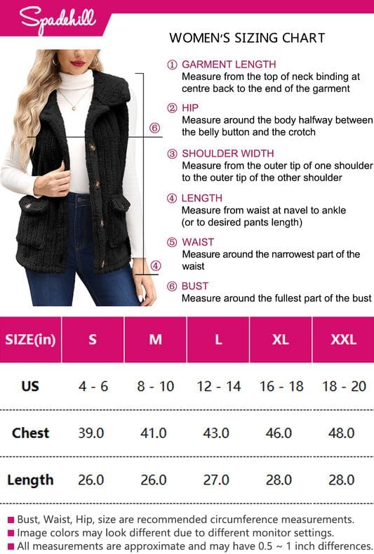 Vista 6 de Spadehill Chaleco de forro polar para mujer, chaleco de solapa cálido para otoño e invierno