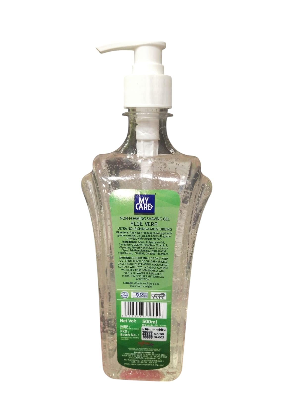 My Care Non-Foaming Shaving Gel With Aloe Vera,Vitamin E & Glycerin For Ultra Nourishing & Moisturinrising 500ml