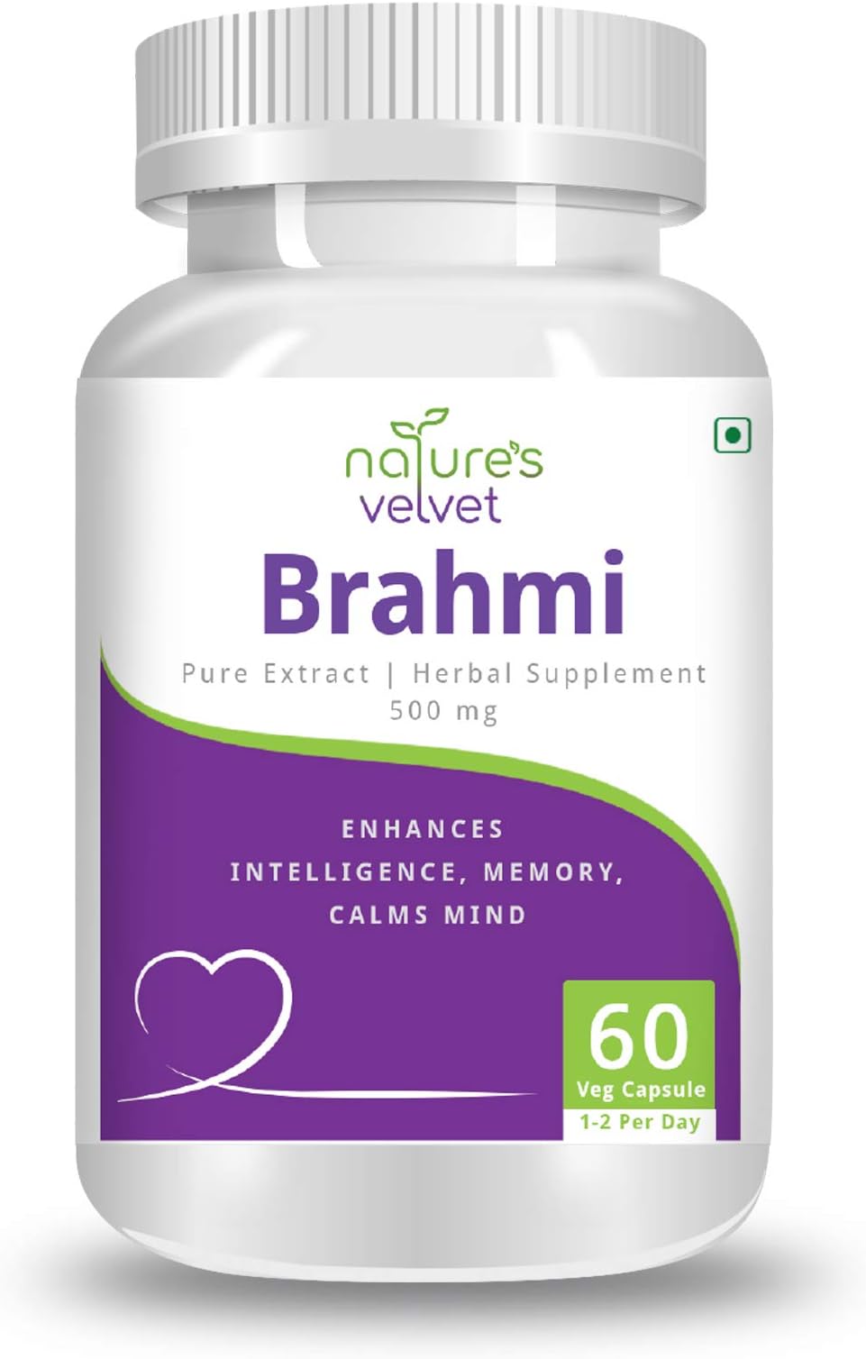 Nature's Velvet Lifecare Brahmi (Bacopa Monnieri) Pure Extract 500 mg, 60 Veg Capsules - Pack of 1