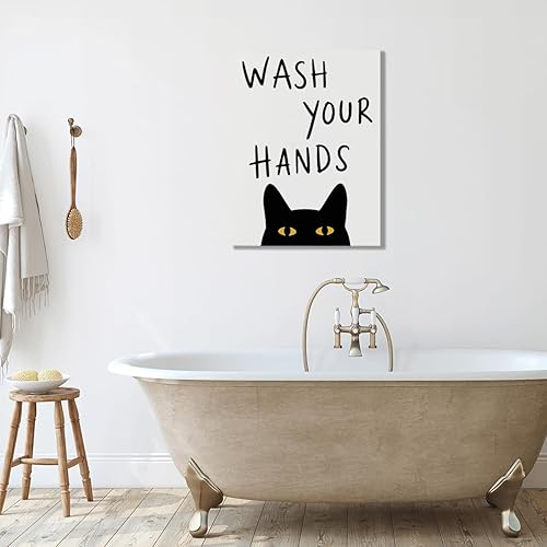 Miniatura 3 de Funny Cat Wash Your Hands Canvas Art Print, Bathroom Home Decor Poster, Modern Abstract Aesthetic Animal Prints Painting for Bathroom Toilet Wall