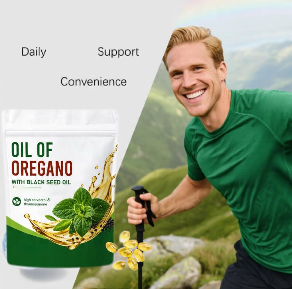Organiczny olejek z oregano z olejem z czarnuszki na trawienie | Bez alkoholu | Bez GMO | Tłoczony na zimno dla dorosłych,3Pcs