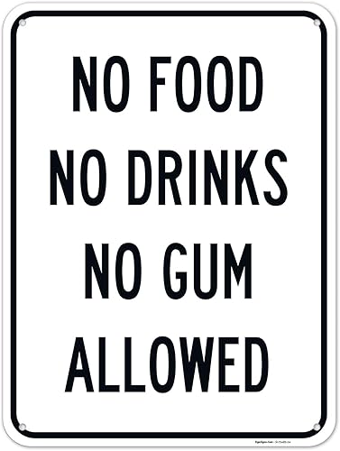 Miniatura 9 de Cartel de "No Food No Drinks No Gum Allowed", 10 x 7 pulgadas, calcomanías de vinilo de 4 mil, resistentes a la intemperie, fabricadas en Estados