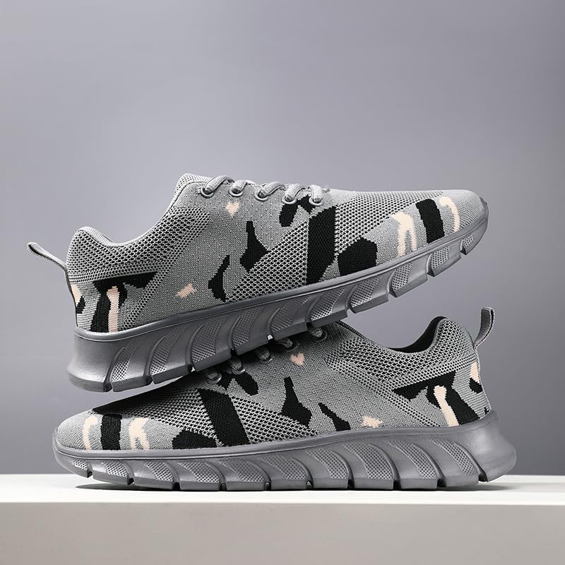 Image of Womens Tennis Shoes Sneakers Walking Running Gym Athletic Slip On Shoes Casual Workout Shoes for Women Lightweight Comfortable Breathable Grey US Size 8.5