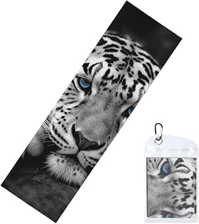Cooling Towels for Neck & Face (100 x 30 cm), Cold Sports Towels for Warm Weather Black and White Tiger, Gym Towels for Women and Men, Soft Breathable Training Towels for Yoga