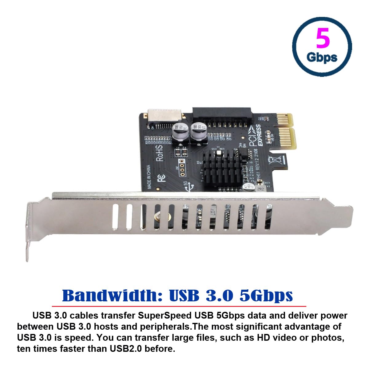 CY Karta 5 Gb/s typ E USB 3.1 gniazdo na panelu przednim i USB 3.0 20-pinowy do PCI-E 1X Express adapter do płyty głównej