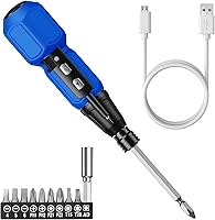 AMIR Cordless Electric Screwdriver Rechargeable 2-in-1, 2Nm Torque LED Light, 9-Bit Portable Power Tool Kit for DIY Home Repairs - Blue