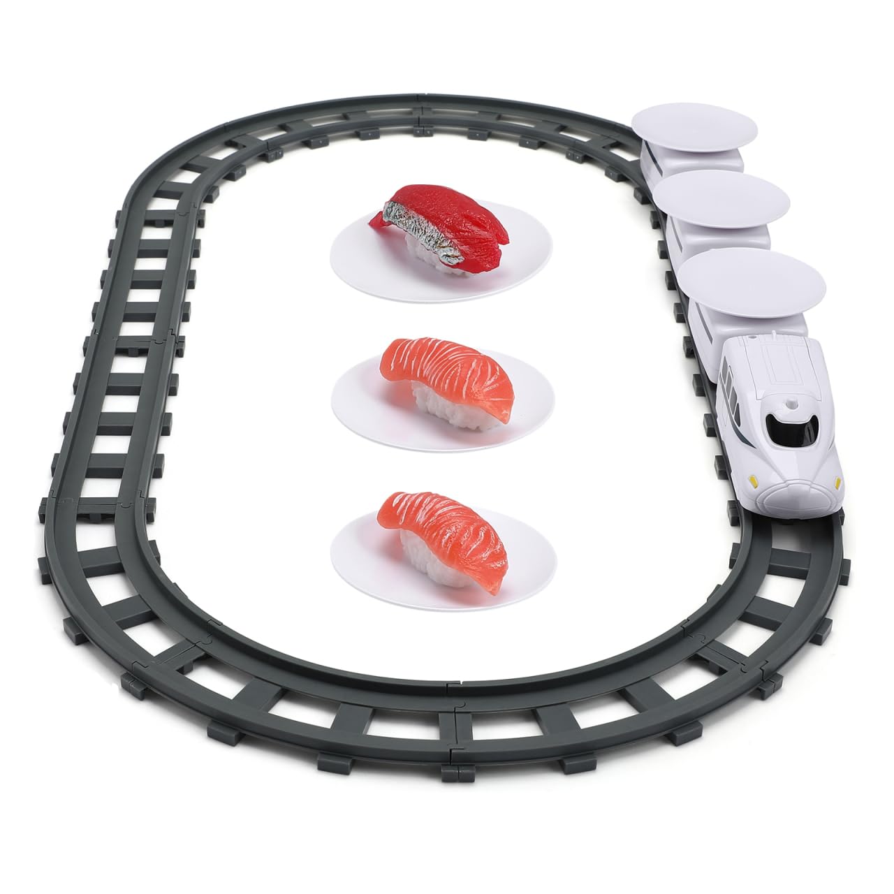 ibasenice Sushi Train Toys - Child Day Rotating Sushi Bar Train Goes Around Train Toys Japanese Sashimi Plates Sushi Serving Tray for Child Days of Week DIY Sushi Making Supplies