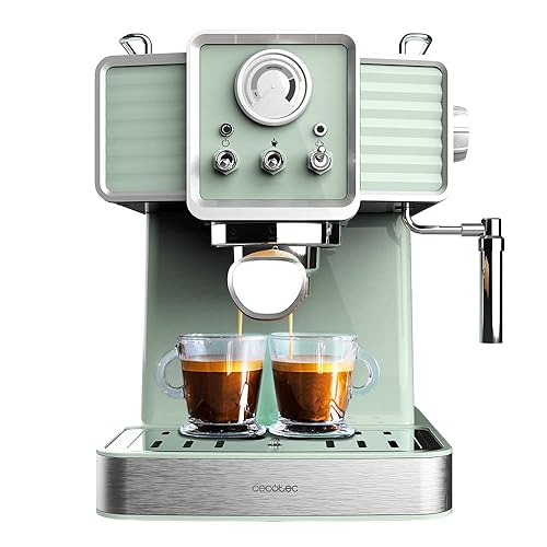 Immagine del prodotto Cecotec Caffettiera Express Power Espresso 20 Tradizionale Light Green 1350 W, Espresso e Cappucicno, 20 Bar e Thermoblock, Vaporizzatore, Manometro, Design Vintage, Capacità 1,5 Litri