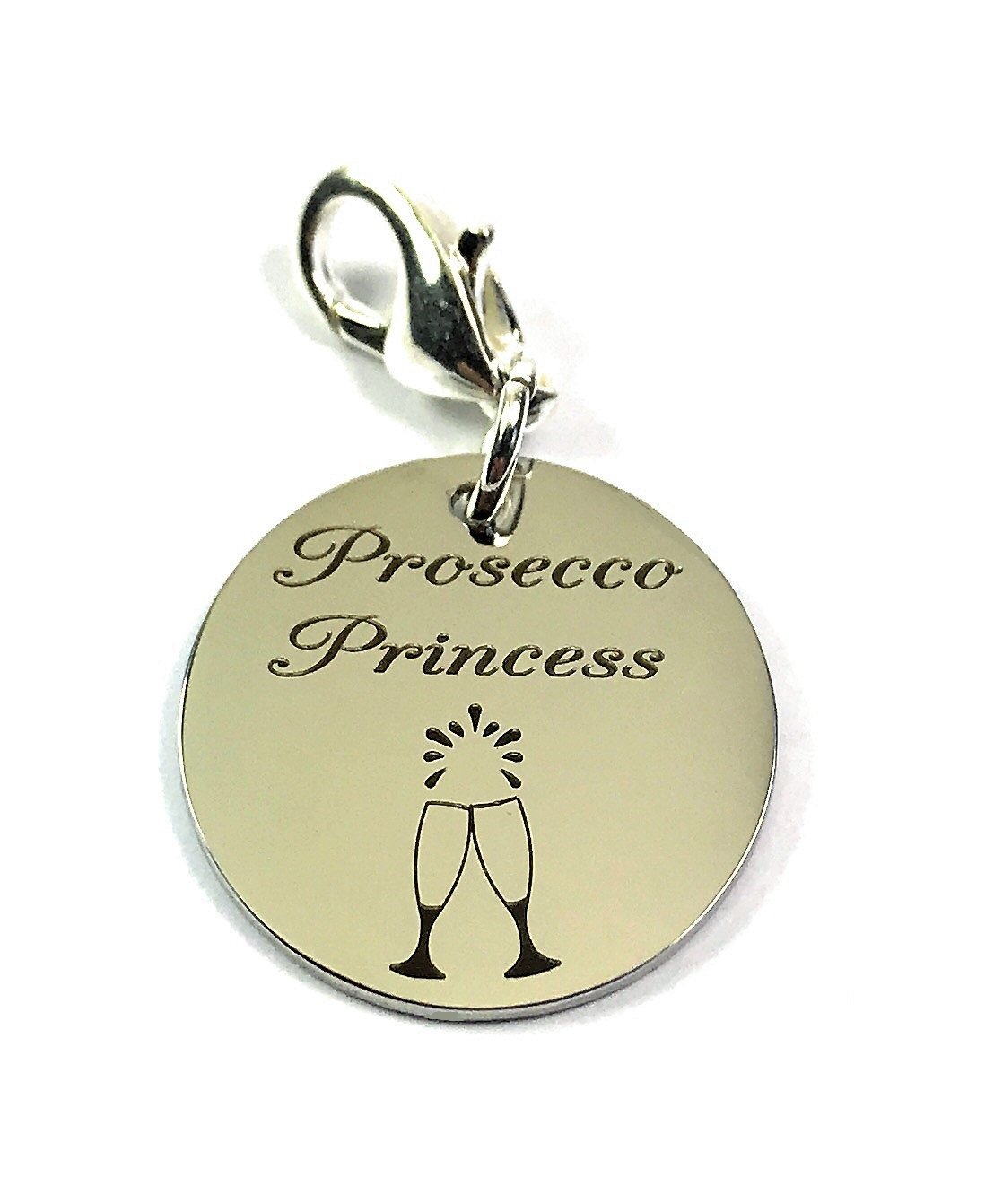 Libby's Market Place Silver Prosecco Princess Clip On Charm With Organza Gift Bag