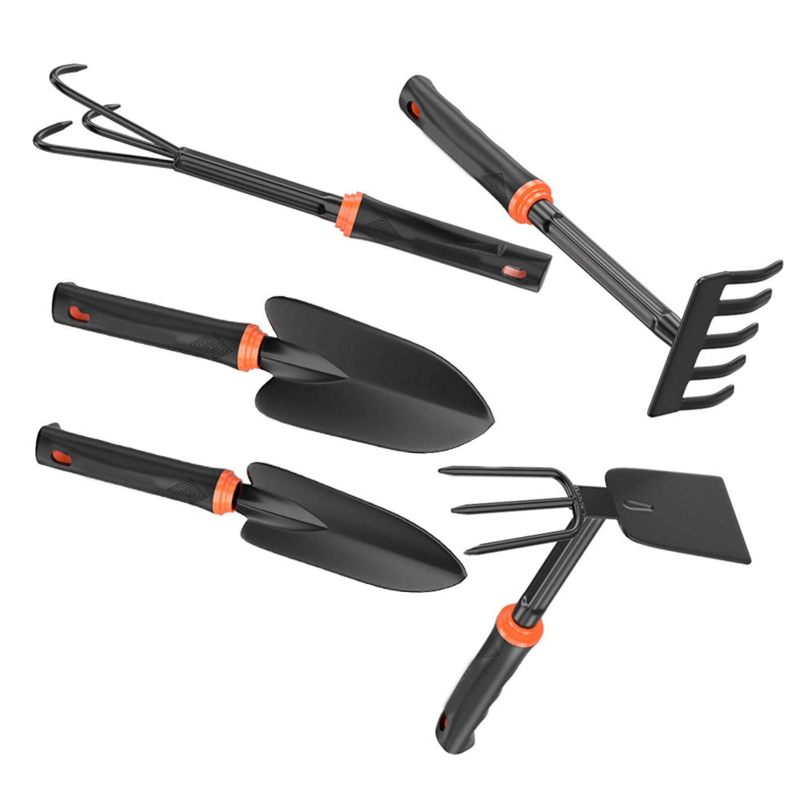 Ensemble d'outils de jardin professionnels en acier au carbone avec poignée revêtue de caoutchouc pour travaux d'aménagement paysager
