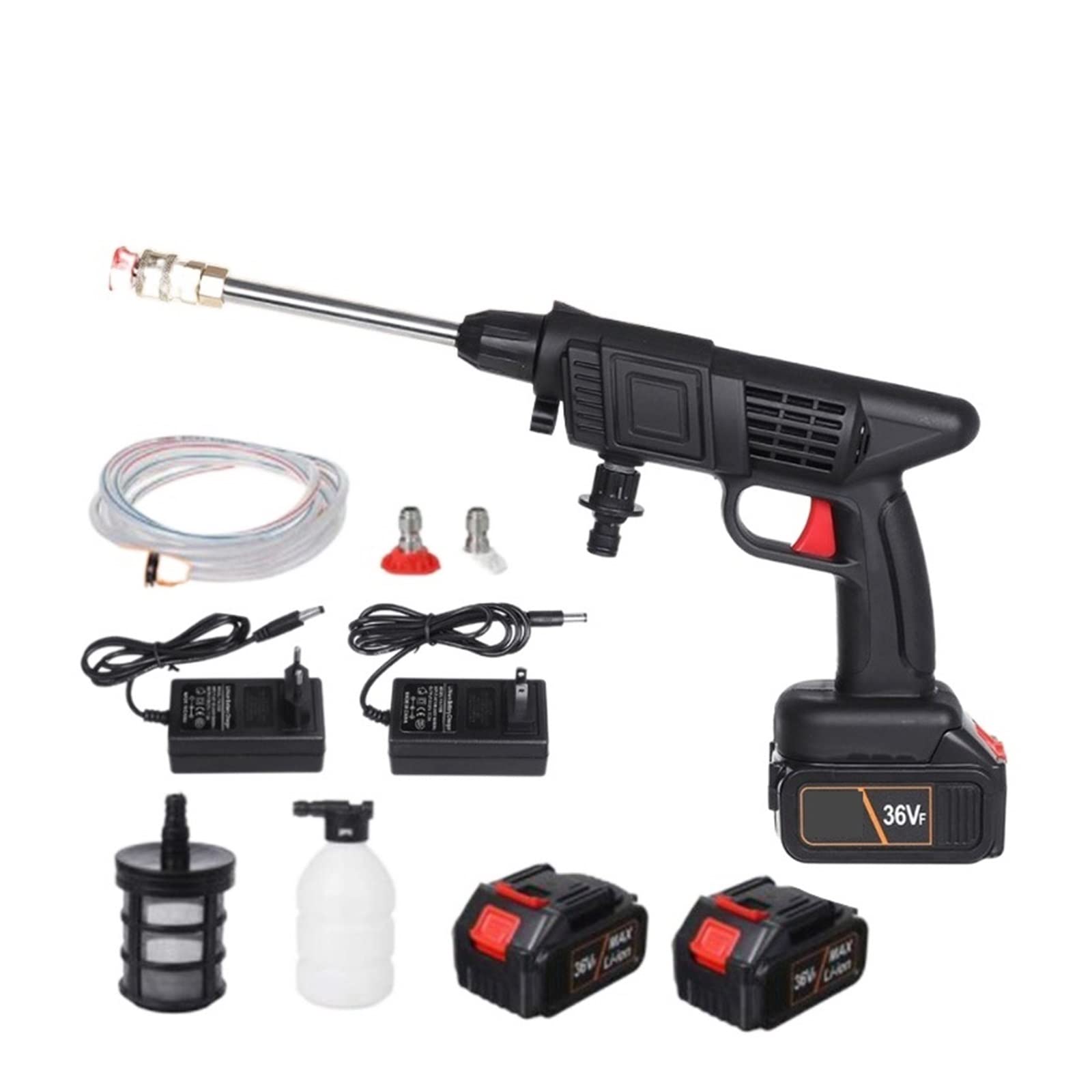 Idropulitrice Ad Alta Pressione Senza Fili Pistola Acqua Ricaricabile For Lavaggio Auto Da Giardino Regolabile For Batteria 36V,Resistente alla corrosione(2 batteries sets)