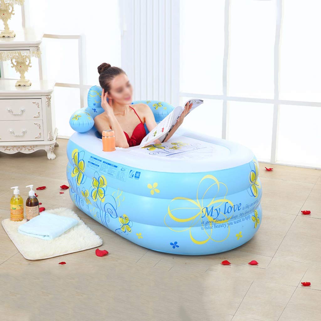 Vasca da Bagno Portatile Vasca da Bagno Portatile Moderna per Adulti, Doppia Coppia Vasca da Bagno Gonfiabile Pieghevole Ispessimento per Adulti Secchio da Bagno Medicato con Pompa a Mano Corpo Comple