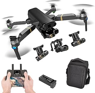 Drone com câmera com câmera dupla para crianças, câmera 8K + 1080P ultraleve e quadricóptero dobrável, retorno automático para casa, siga-me, ponto de passagem, estojo de transporte 1 bateria (1 bate