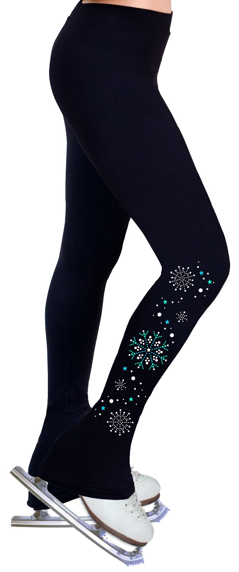 NY2 SPORTSWEAR Figure Skating Practice Pants with Spangles S107D - Adult Sizes- (Adult Small) Black