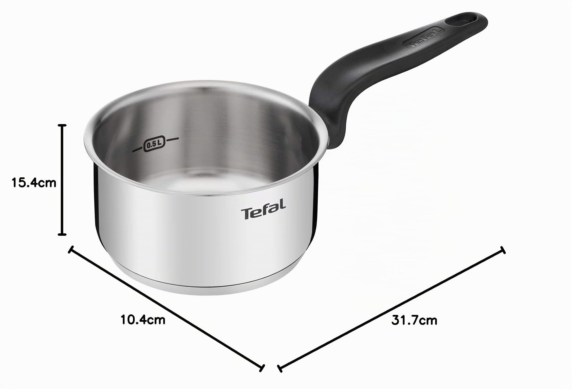 Tefal Primary cacerola 14 cm (1 L), 10 años de garantía, acero inoxidable premium, inducción, hervir a fuego lento, E3082704