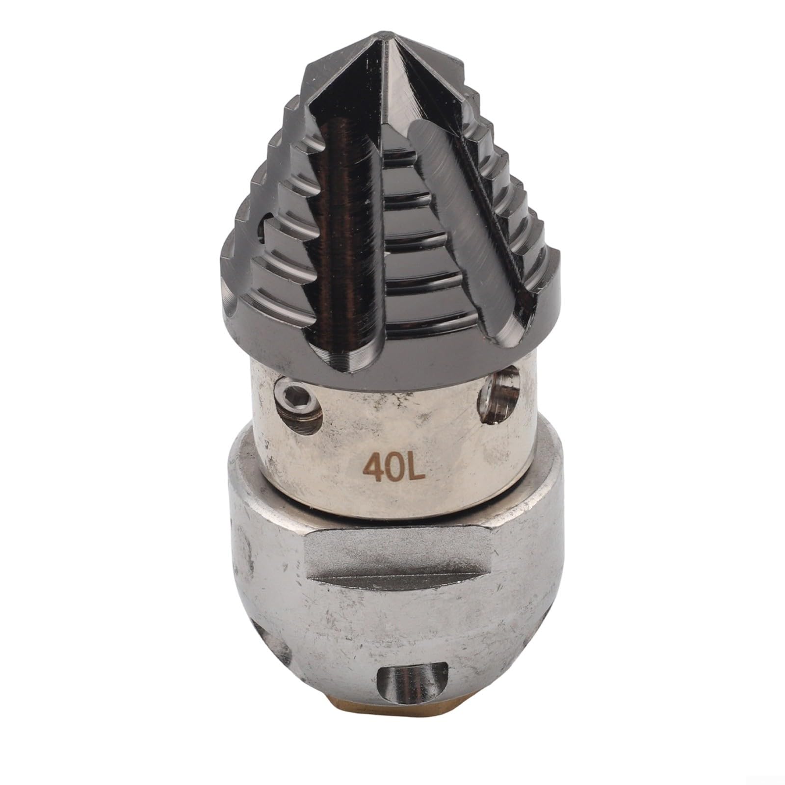 Boquilla giratoria de 360° de acero inoxidable para limpiadora a alta presión, rosca interior G1/2, 40 l/min, 150 kg, plata, 89 x 38 mm, para enjuagar tuberías de aguas residuales y canales, 1 pieza(B