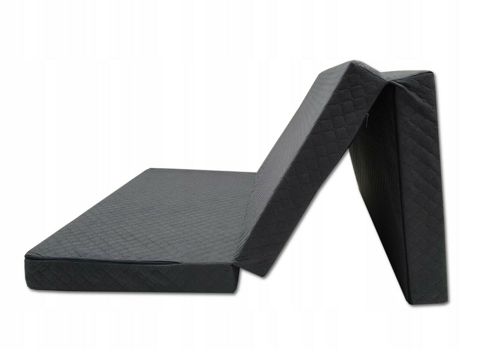 Odolplusz Matelas pliant de qualité supérieure - 120 x 200 x 10 cm - Matelas d'invité - 3 pièces - Matelas pliant en mousse confort - Housse matelassée - Pliable - Lit de voyage - Matelas de camping