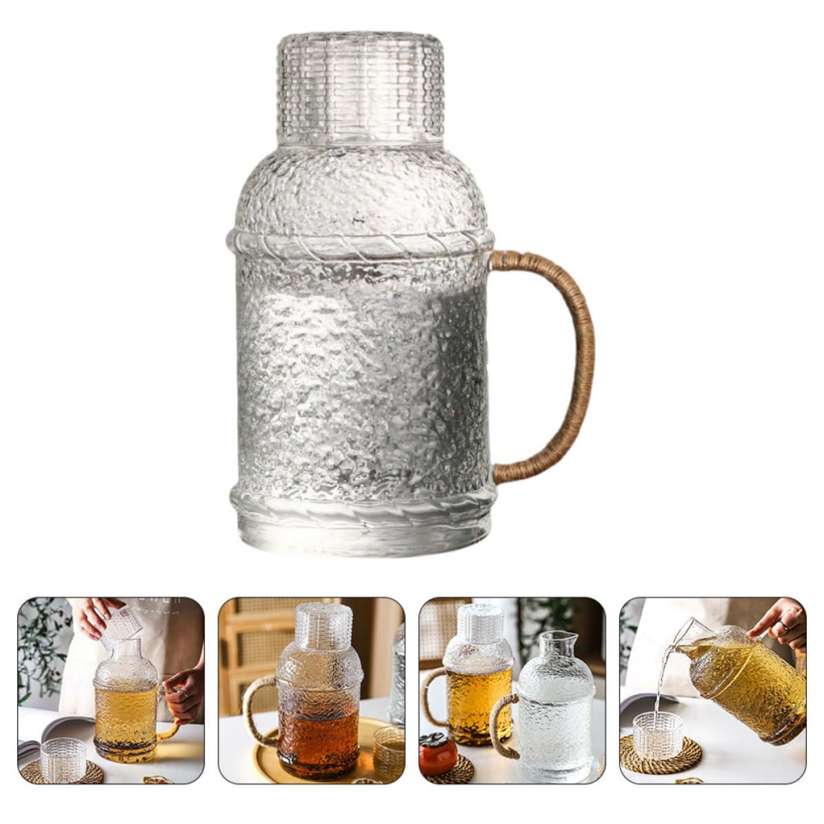 Kichvoe Jarra de Agua de Vidrio Resistente a Altas Temperaturas de 2l, Juego de 1 Set Hogar y Fiestas, Resistente a Golpes y No se Deforma