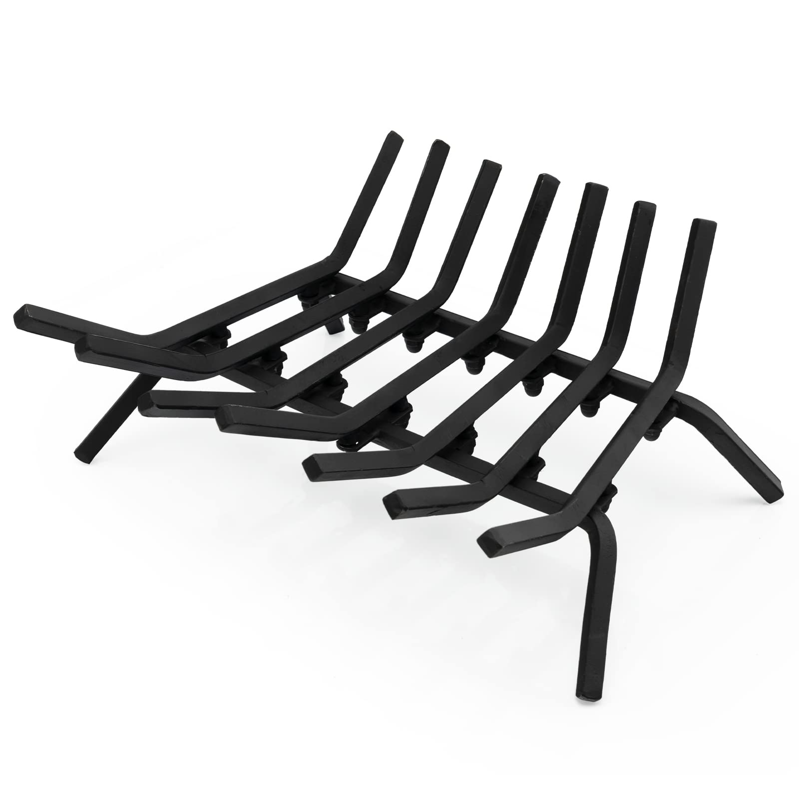 COSTWAY Brucialegna per Camino da 46 cm, Portalegna in Ferro Battuto con 7 Barre da 14 mm, Design a V e Altezza Elevata, Supporto per Legna per Caminetto, Stufa a Legna e Bracciere