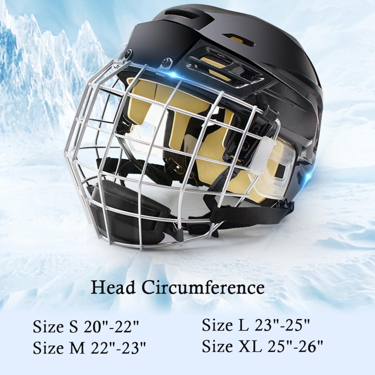 Ice Hockey Helmet Breathable Hockey Helmet with Cage for Youth Adult (Yellow, Large)