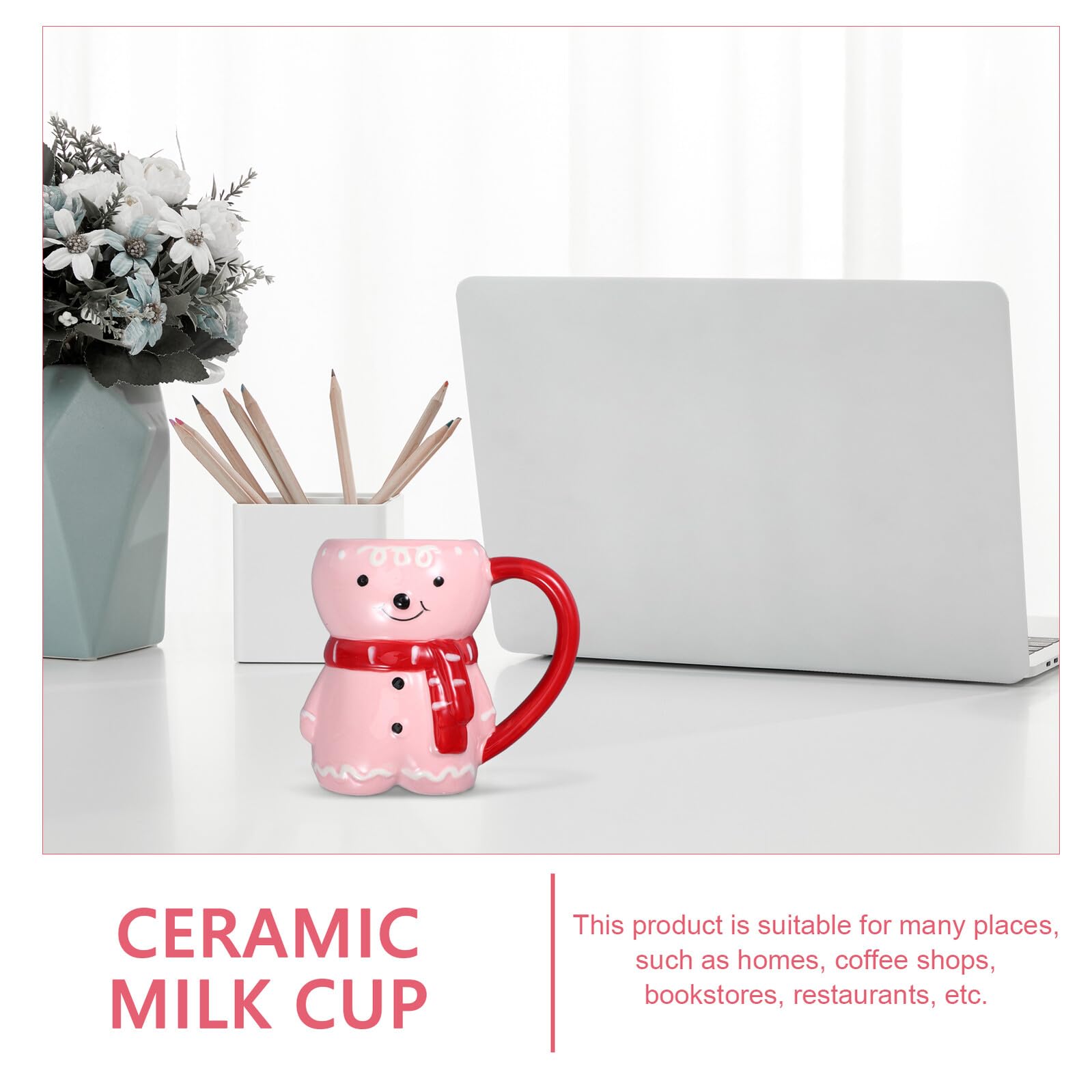 Housoutil Taza de Cerámica Navideña Forma de Hombre de Jengibre Taza para Café y Té para Decoración de Fiesta de Navidad Casa