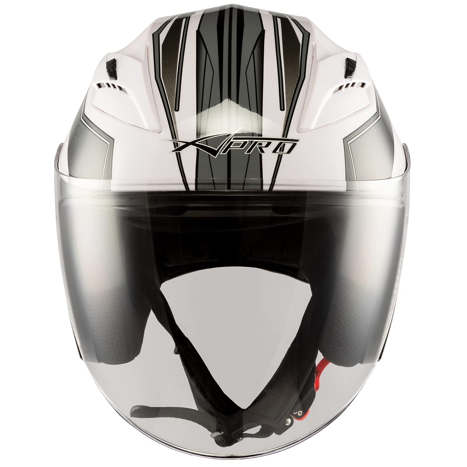 Moto Casco Jet Scooter Doppia Visiera ECE 22-06 Certificato Bianco Argento L