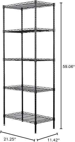 Miniatura 3 de Kcelarec Estantería de 5 estantes, ajustable, estantes de alambre de acero, capacidad de carga de 110 libras por estante, estanterías y