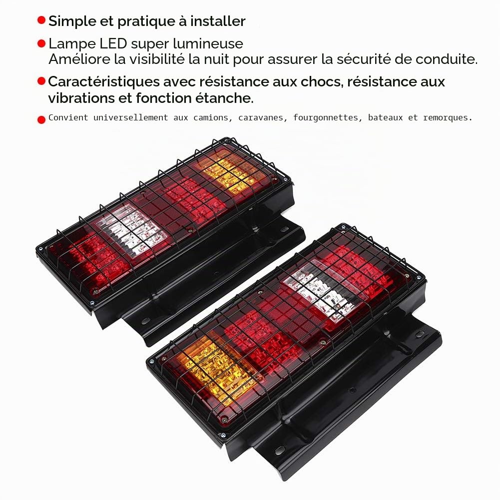 Yctze pour feu arriere isuzu benne rière de remorque arrière à LED camion étanche 2pcs 12V 32LEDs lampe super lumineux