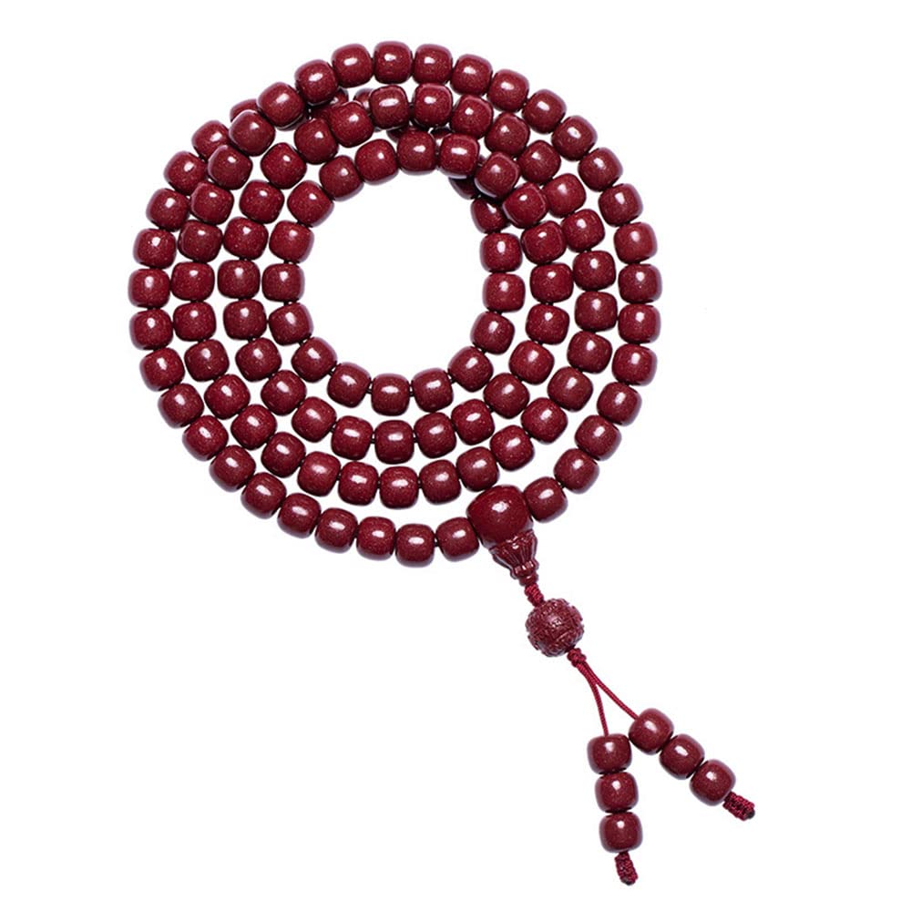 oiujhgCDS Buddhist prayer beads, Buddhist Prayer Beads Bracelet,Bead,110 Natural Cinnabar Rosary Necklace Multi-Loop