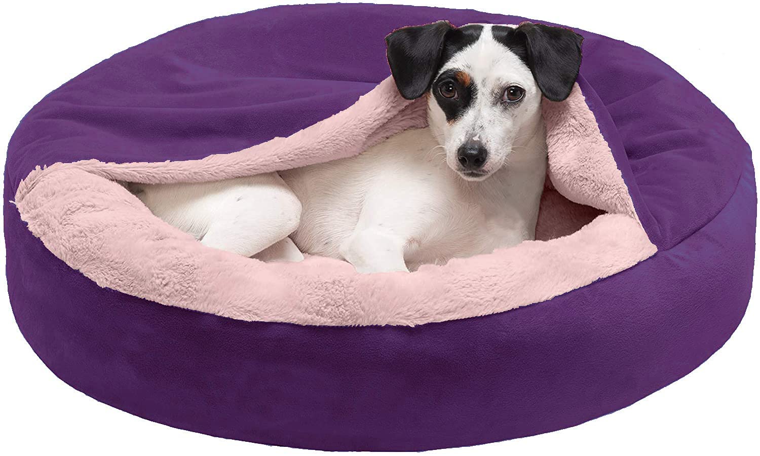 PAWSOME - Round Snuggery Hooded Fabric Dog Bed with Attached Blanket, Calming Anti-Anxiety Hooded Donut Bed & More for Dogs & Cats - Multiple Colors, Sizes, & Styles Purple (XXXL) (B0BN6MZGTJ) Amazon Price History, Amazon Price Tracker