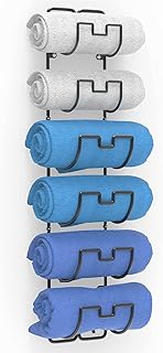 Wall Mounted Towel Rail, Hanging Towel Rail for Bathroom with 6 Compartments, Bath Towel Holder, Guest Towel Holder, Space...